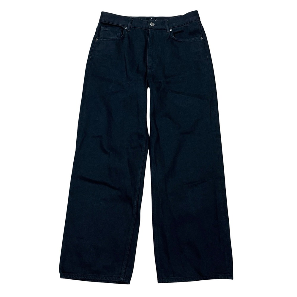 COS Wide 3/4 Crop Jeans Womens 29x26 Black High Rise 100% Cotton Minimalist‎